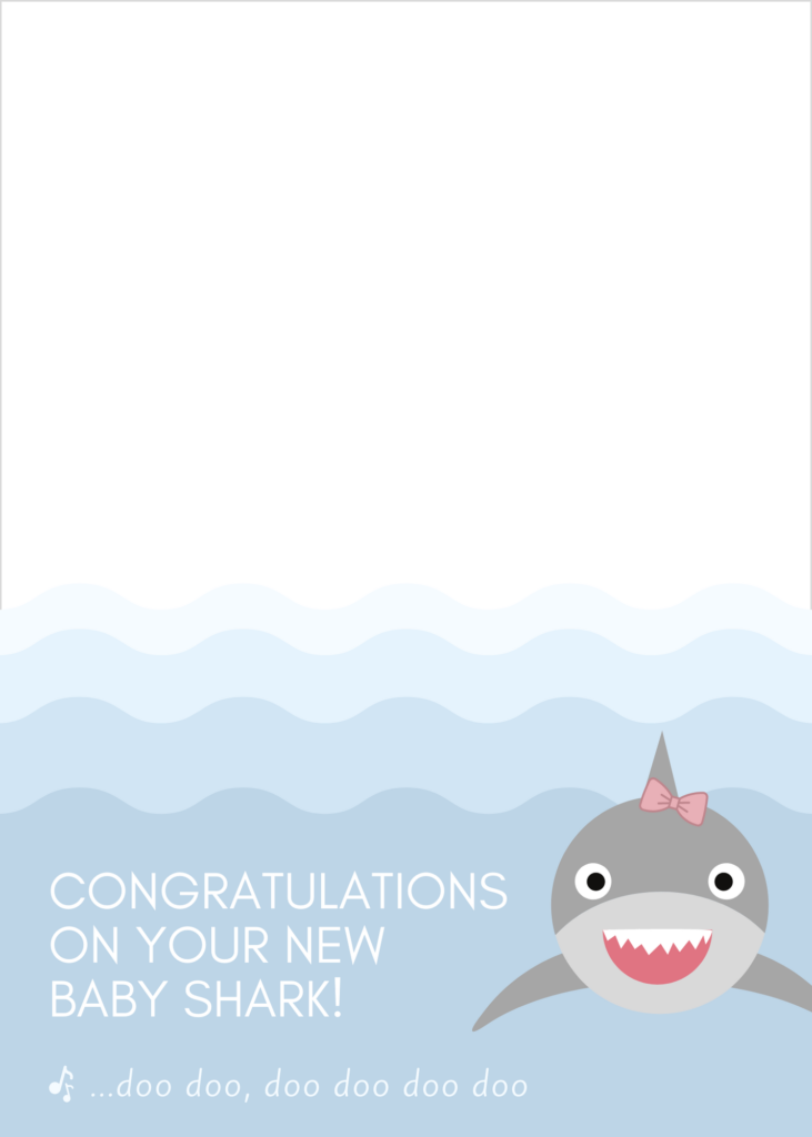 baby shark printable postcard for a girl